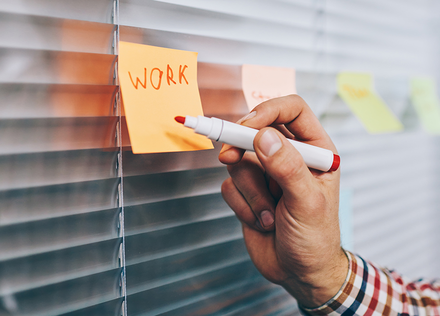 Planning notes on a window