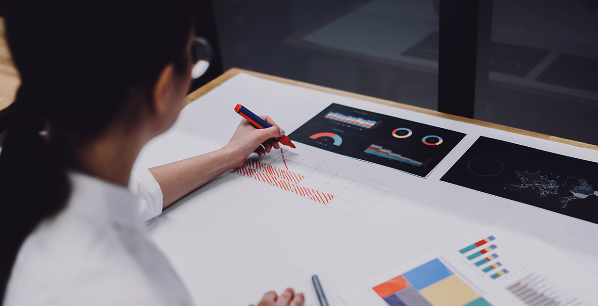 Workforce analytics charts on a desk